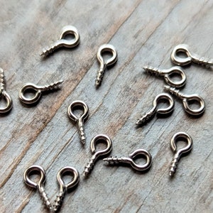 Stainless Steel Eye Pins Screws 10 Loop Hook Hoop Craft Supply Bulk Lot Set Steel Small 8mm Bulk Lot 10 pc Set