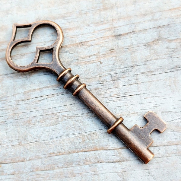 Extra Large Skeleton Key 1 Antiqued Rustic Copper 120mm/4.5 inch 1 Key Steampunk Vintage Look Old Style Wedding Decoration Big Pendant