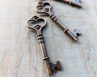 Bulk Skeleton Keys Bulk 100 Antiqued Rustic Copper 61mm/2.4" Vintage Look Key Wedding Event Decorations Craft Bulk Lot Wholesale