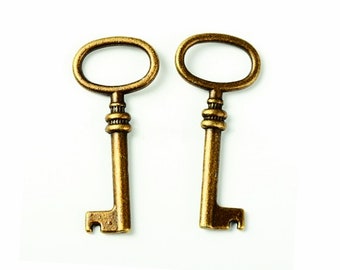 Bulk Skeleton Keys Bulk 100 Rustic Antiqued Bronze Vintage Style Pendants 41mm/1.6" Bulk Lot Set