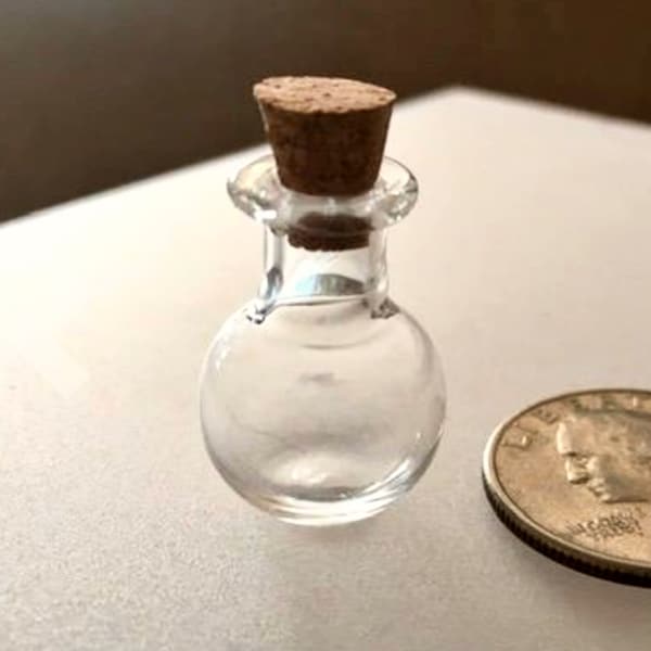 1 Glass Cork Bottle Clear Round Sphere Shape Small Container Jar Cylinder with Cork Small 2mL 0.9" Potion Apothecary Vial 1 Wishing