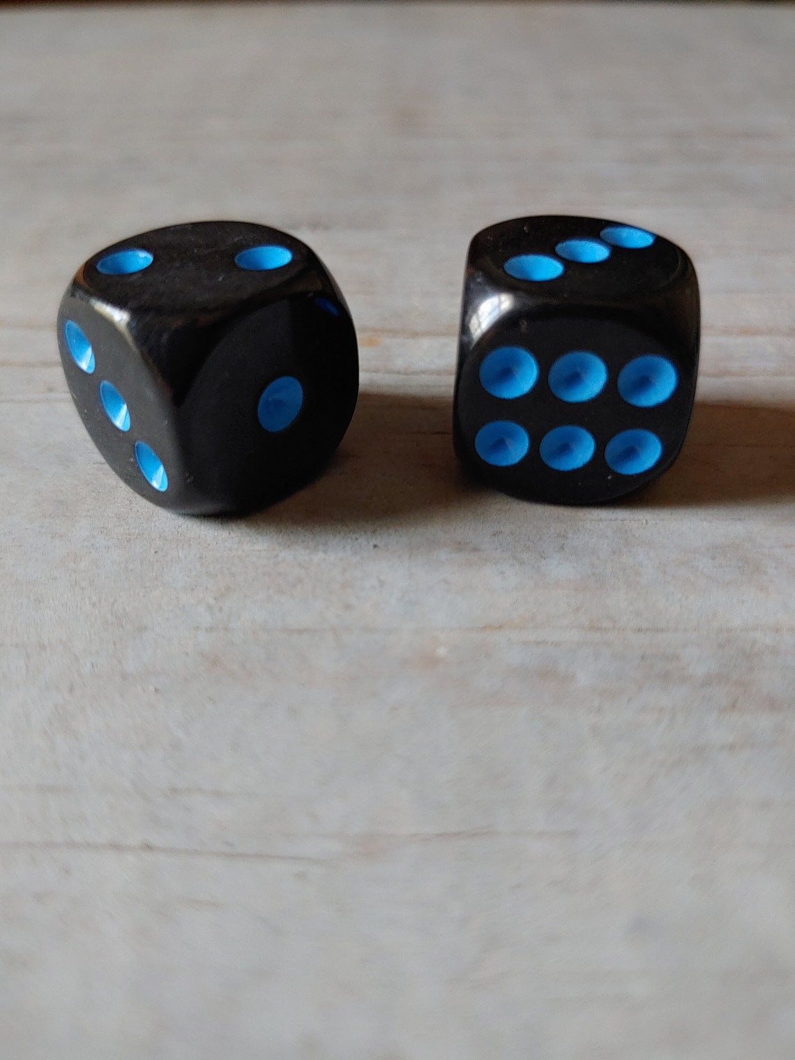 Black Dice With Blue Pips Standard Size 16mm Rounded Corners Etsy