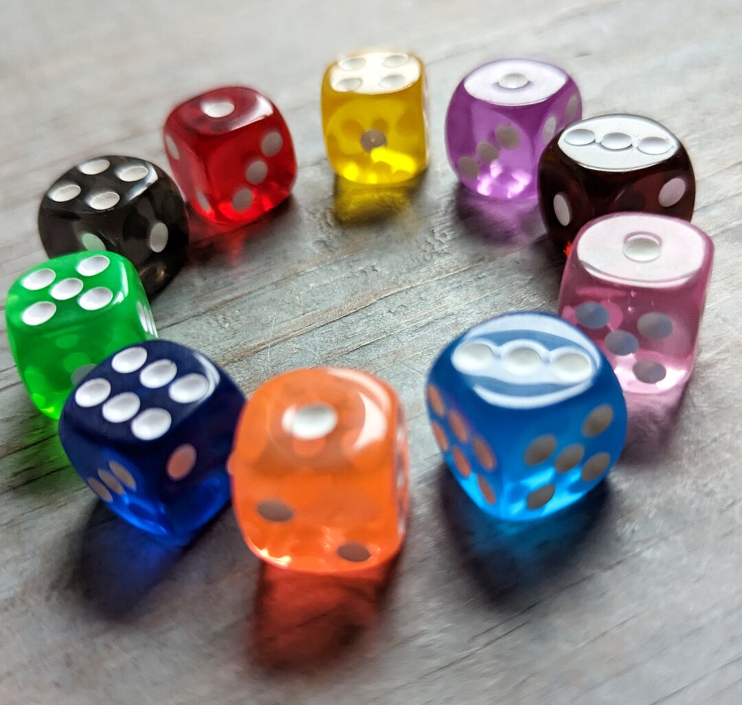 Multicolor Dice With White Pips 6 Die 6 Different Assorted Etsy