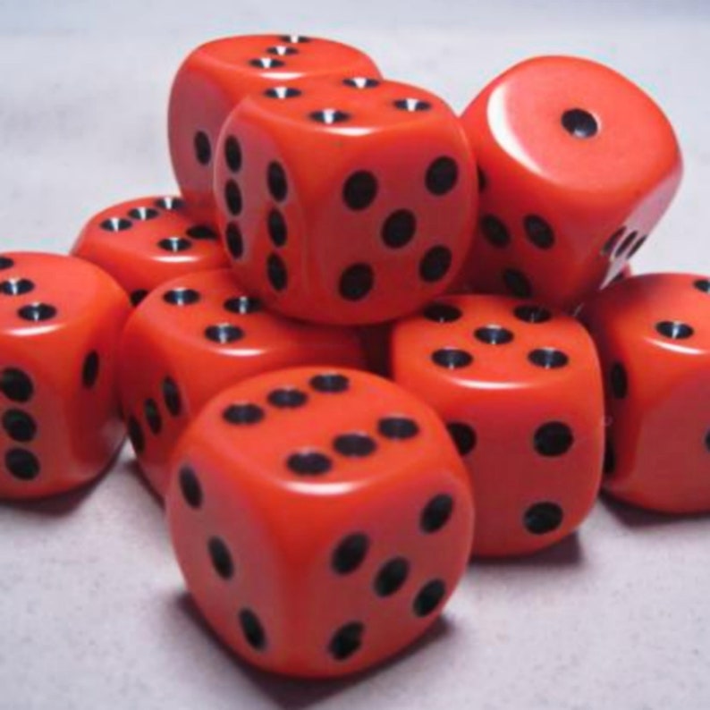 Orange Dice With Black Pips Standard Size 16mm Rounded Corners Etsy