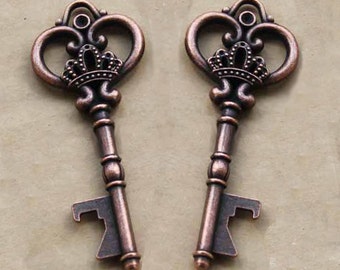 Skeleton Key Large Bottle Openers Wedding Favors Bulk Skeleton Key Favors 50 pcs  Antiqued Copper Bulk Keys 100 pc Lot 3.3"