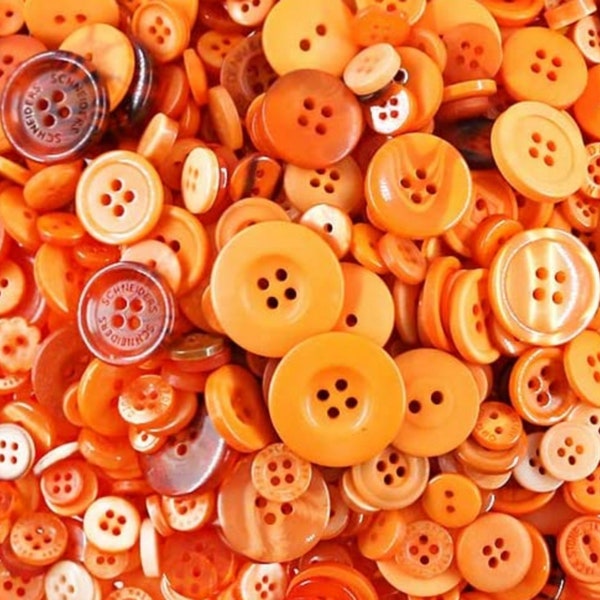 Assorted Buttons Mixed Orange Colors and Sizes Resin Craft Supply Bulk Lot Set 50 pcs