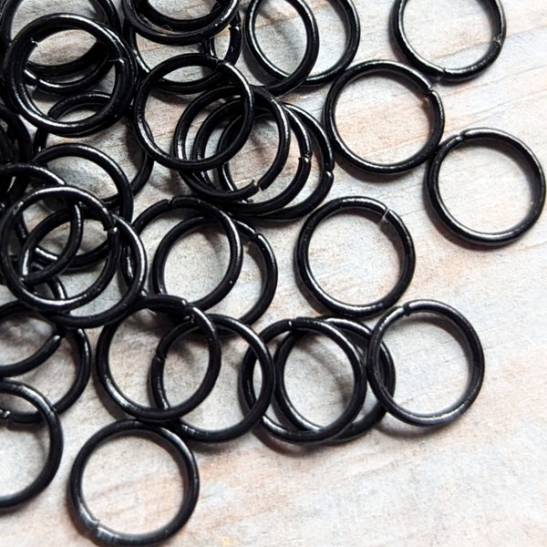 Jump Rings Black 20 Connectors 8mm Stainless Steel Saw Cut Jewelry Making Supply Set