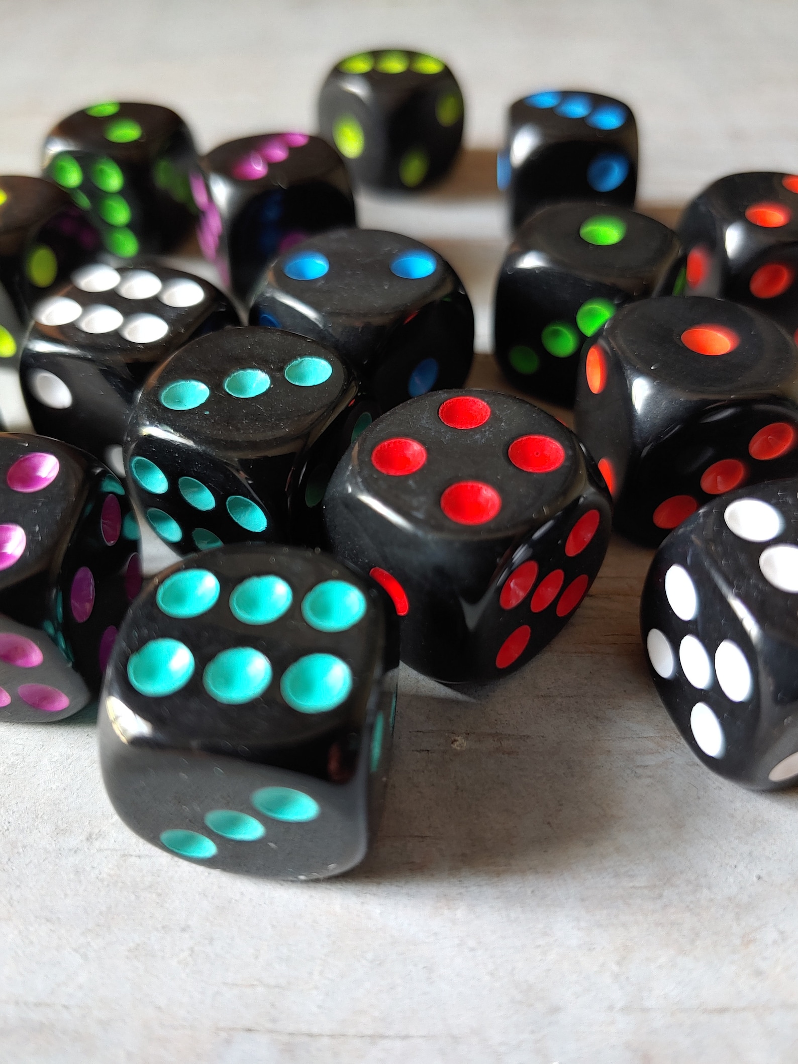 Black Dice With Multicolor Pips 10 Die 10 Different Assorted Etsy