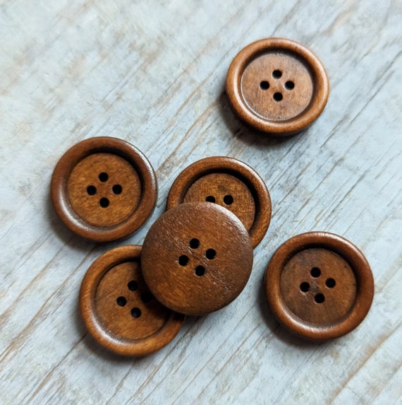 Wood Buttons 10 Wooden Dark Brown 25mm 1 Inch Craft Supply Bulk Lot Vintage Look Set Etsy UK