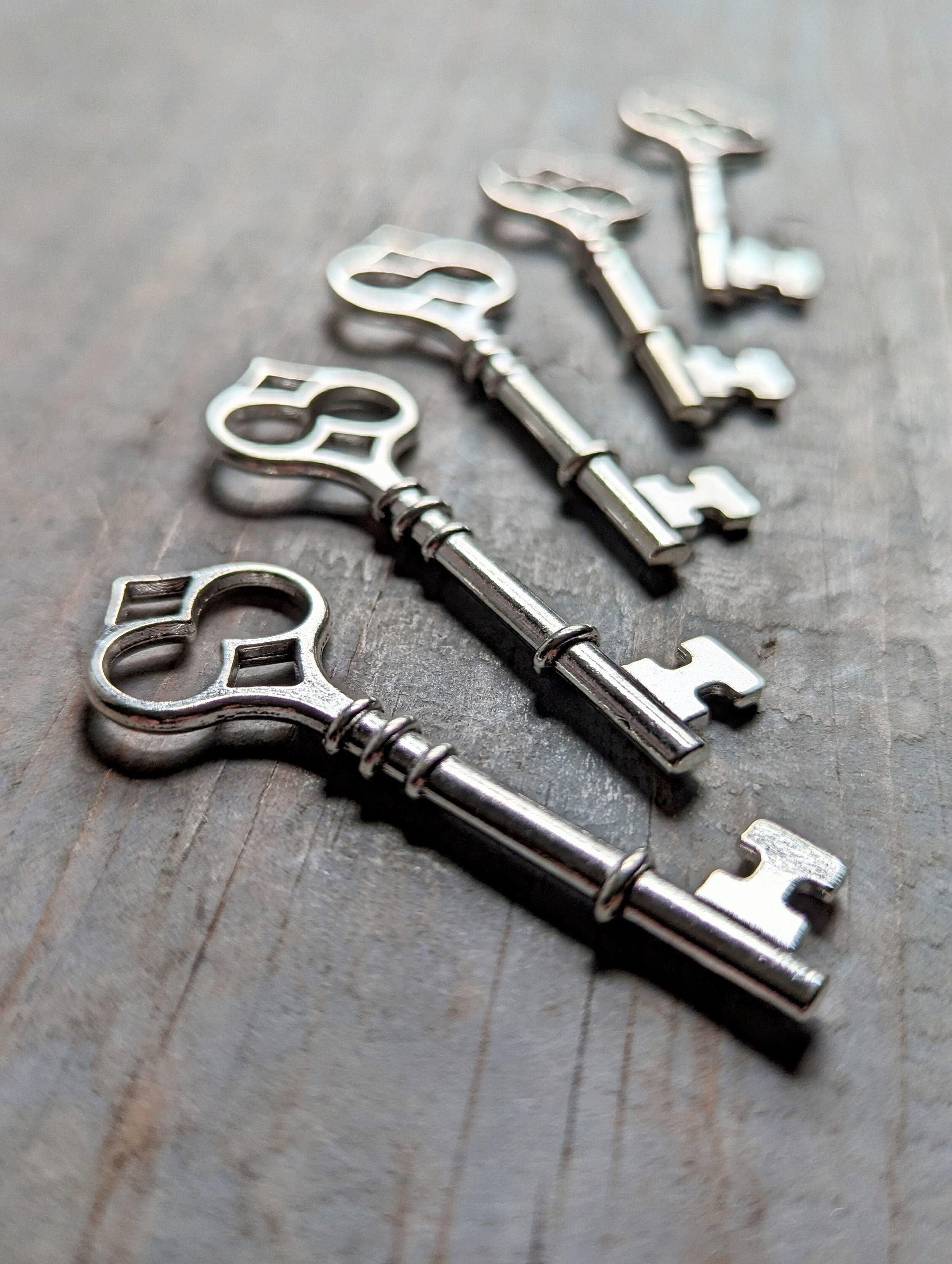 Key Charms Skeleton Key Pendants Antiqued Silver Keys Assorted Keys Wholesale Steampunk Keys 12 Pieces 60mm to 80mm