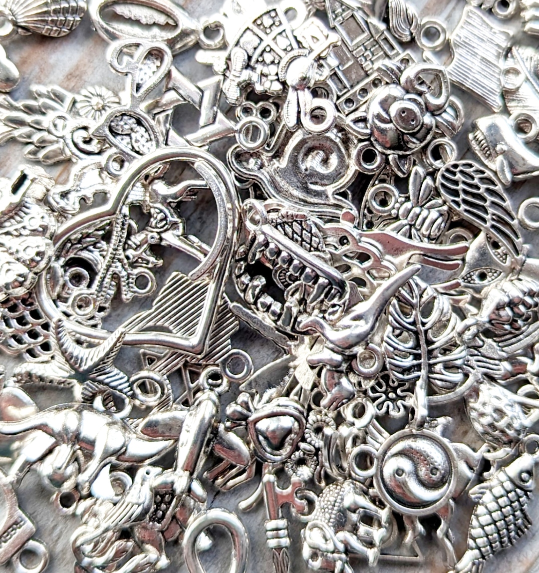 Assorted Charms Rustic Silver 20 Pcs Mixed Random Jewelry Pendants ...