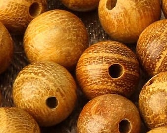 Golden Sandalwood 20 Natural Wood Beads 6mm Polished Craft Bulk Lot Set