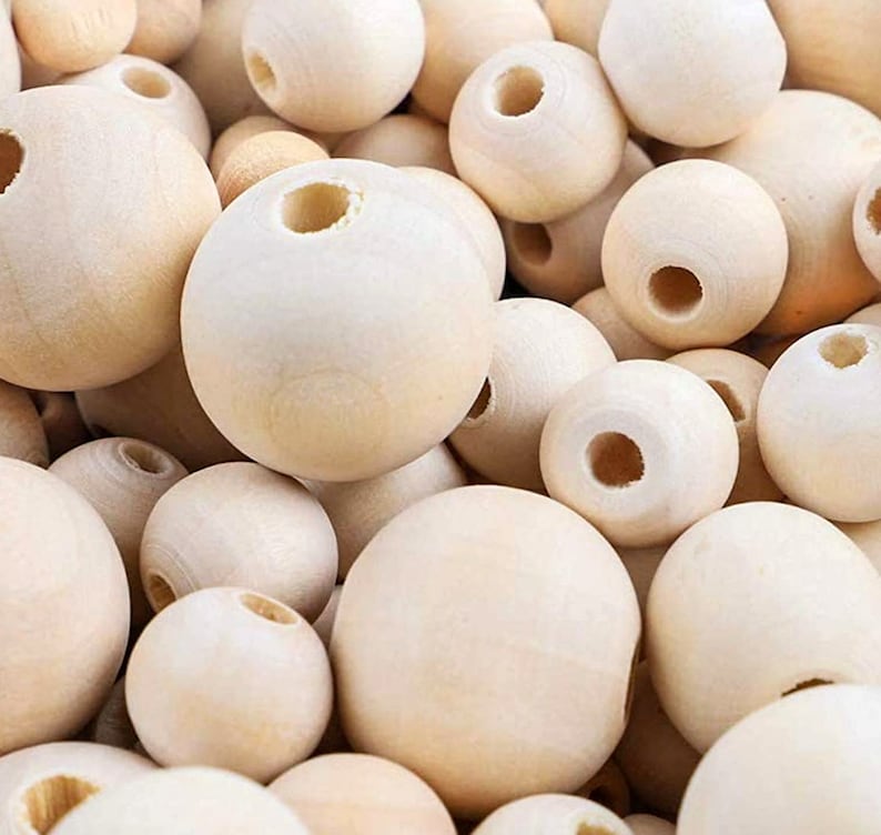 Assorted Wood Beads Unpainted Craft Bulk Mix Sizes 8mm22mm Etsy