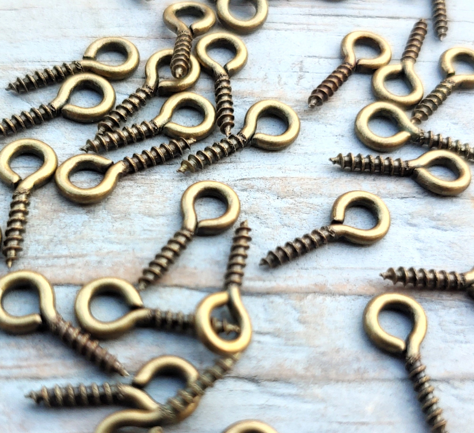 Fancy Brass Eye Bolts with Nuts | Pack of 2 | Screw Eye Hook | Antique  Eyelet Screw for Bail Pulls & Some Other Furniture | FB2-B
