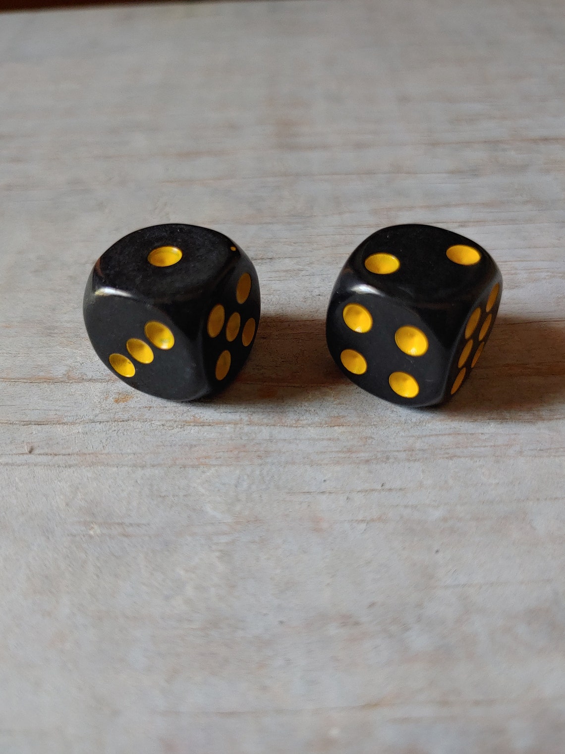 Black Dice With Yellow Pips Standard Size 16mm Rounded Corners Etsy