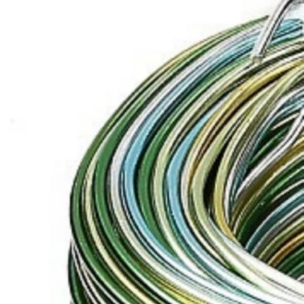 Colorful Aluminum Wire Blended Green Colors 12ga 2mm 3 ft Jewelry Craft Wrapping Sculpting