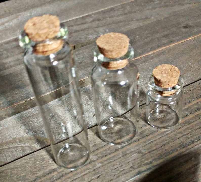 Glass Cork Bottles 3 Clear Container Jars Cylinder With Cork Etsy