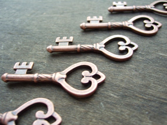 Skeleton Key Steampunk Key Heart Key Vintage Style Skeleton