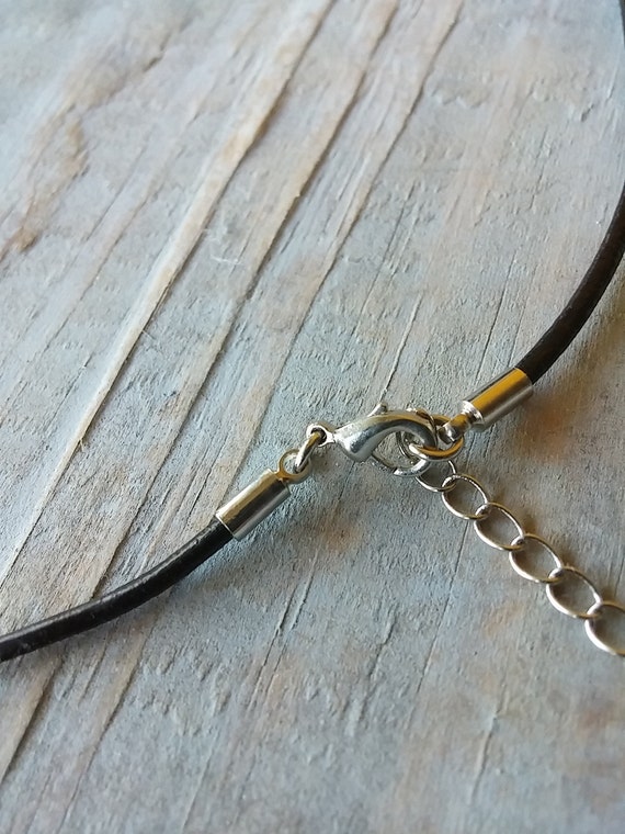 Black leather cord necklace deals