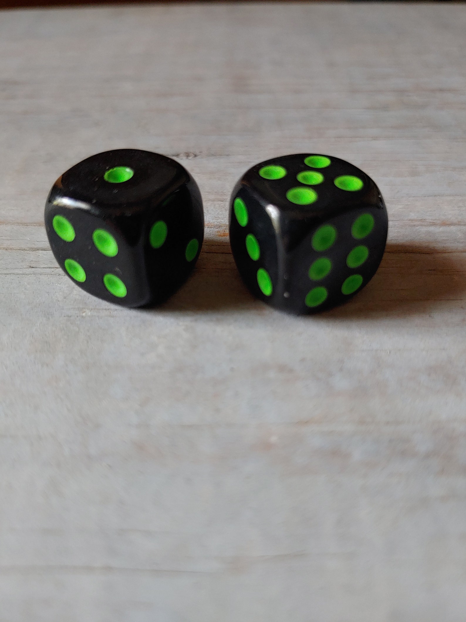 Black Dice with Green Pips Standard Size 16mm Rounded Corners Etsy