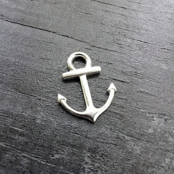 Anchor Charm 1 Pendant Silver 18mm/0.71" 3D Nautical Steampunk Ship Sailing Jewelry Making Craft Supply DIY