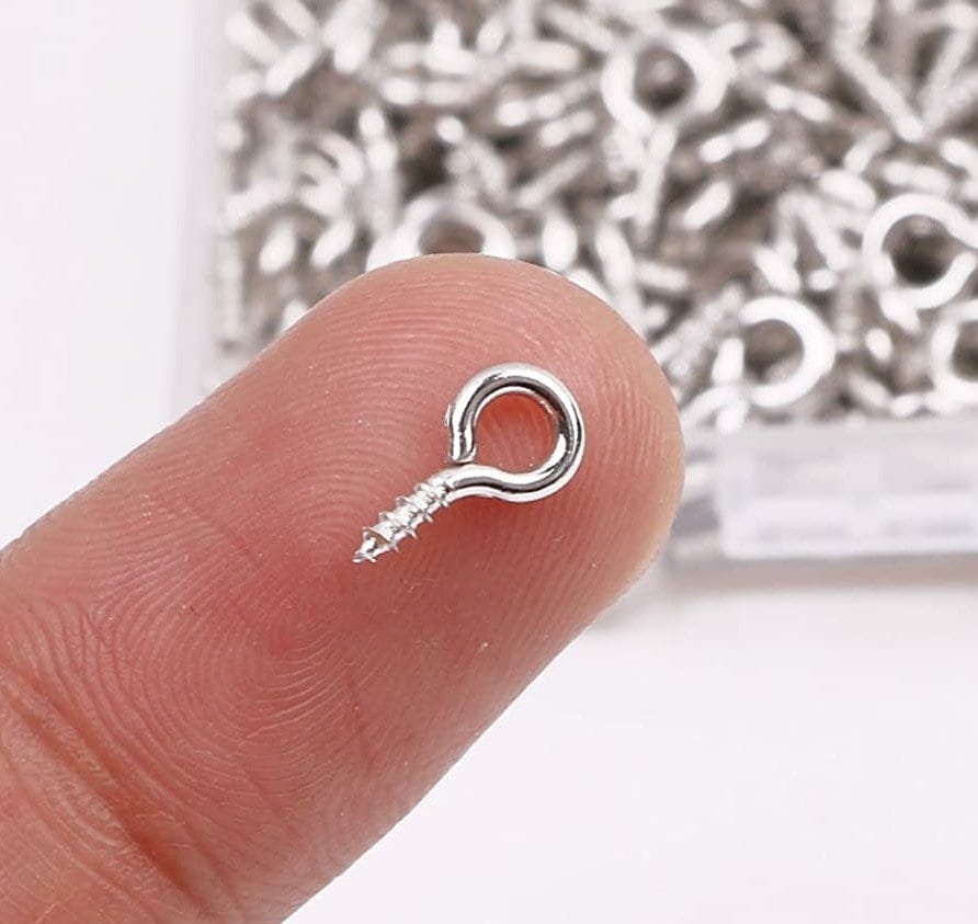 Small Mini Screw Eyes Pin Tiny Screw in Hooks Jewelry Metal Ring (250 PCS)  Silver 250pcs