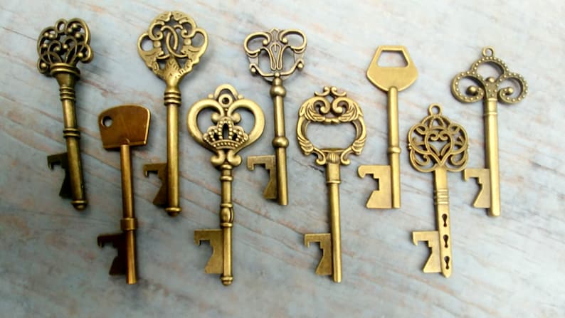 Bulk Skeleton Keys 100 Large Bottle Openers Assorted Mix Antique Bronze Rustic Wedding Pendants 2.75-3.25 Steampunk Vintage Style Bulk Lot image 4