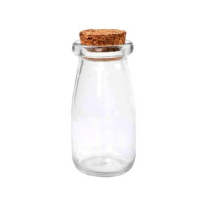 Glass Bottle Clear Container Jar Cylinder with Cork 4"x2" Potion Holds 100ml Apothecary Vial 1 Bottle Wishing Milk