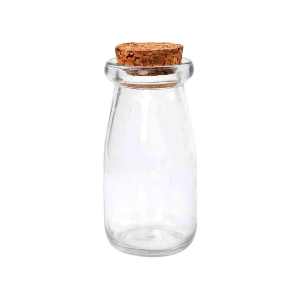 Glass Bottle Clear Container Jar Cylinder with Cork 4"x2" Potion Holds 100ml Apothecary Vial 1 Bottle Wishing Milk