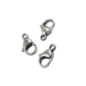 Lobster Clasps 6 Stainless Steel Shiny Silver 12mm/0.47 Bulk Lot Set Jewelry Craft Supply Connectors image 2