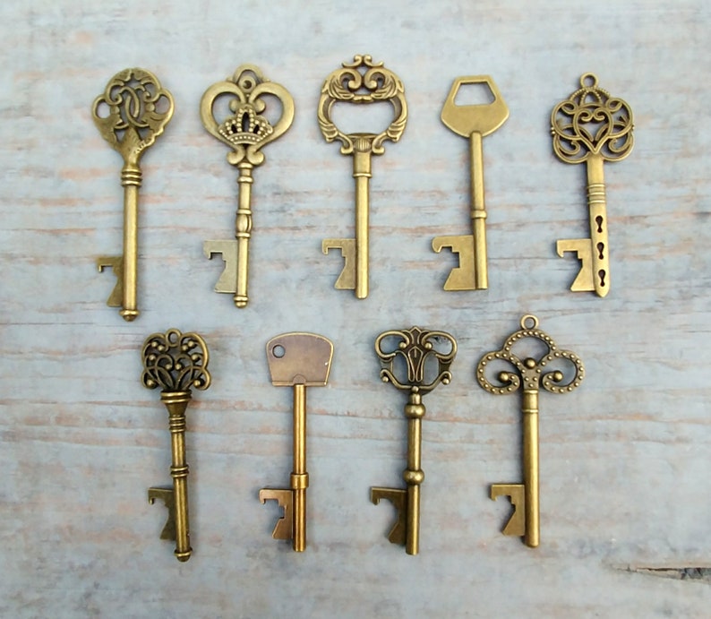 Large Skeleton Keys Assorted Mix Bottle Opening Antique Bronze Etsy