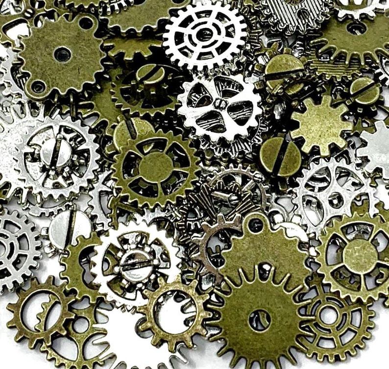 Assorted Gears Steampunk Cog Charm Pendant Mixed Sprockets Etsy