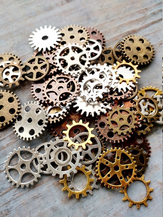 Assorted Gears Bulk 10 Steampunk Cog Charm Pendant Mixed Etsy