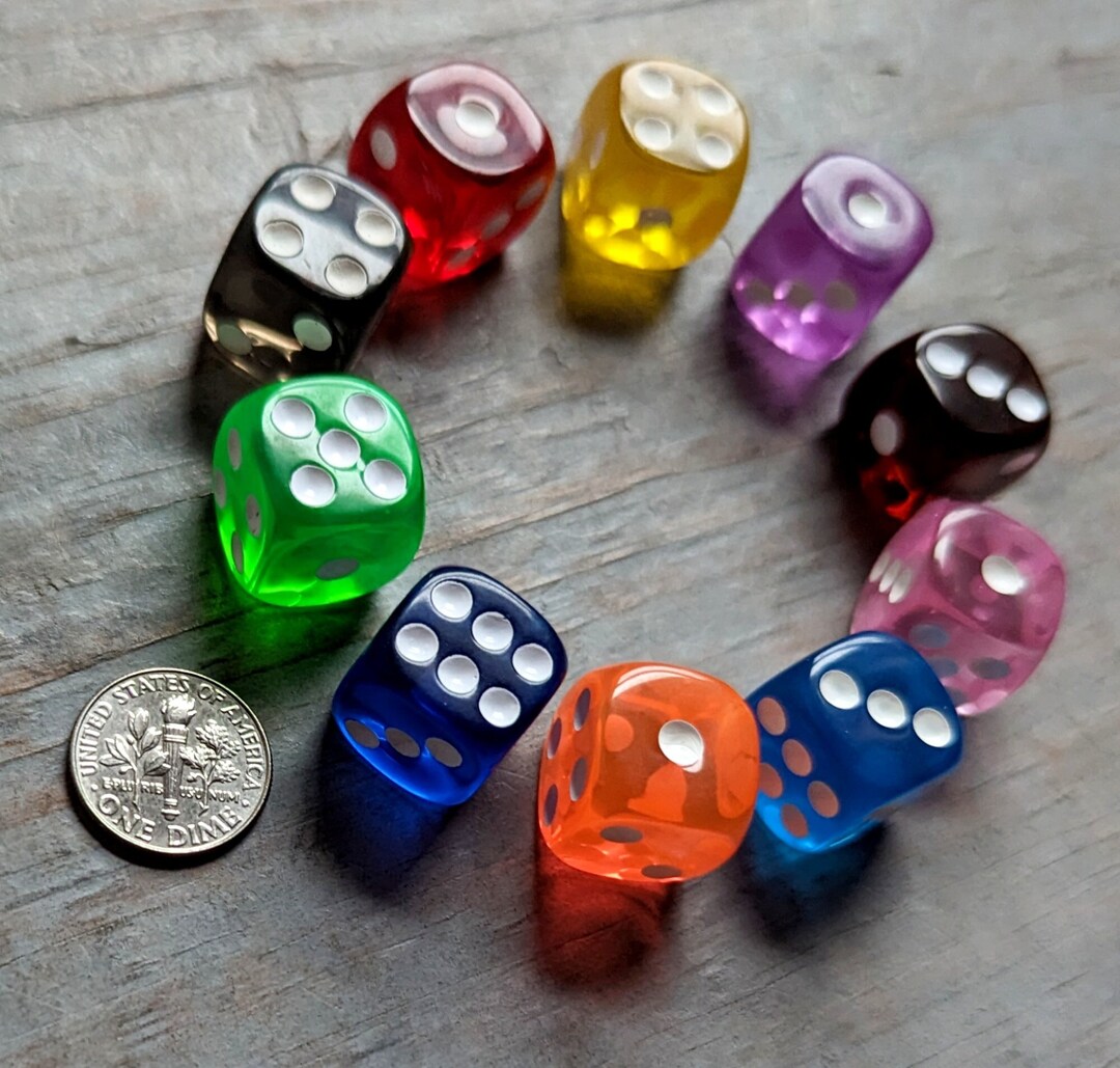 Multicolor Dice With White Pips 10 Die 10 Different Assorted Etsy
