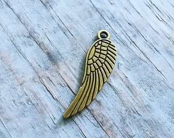 Angel Wing Charm Wing Pendant Antiqued Bronze Wing Steampunk Wing Bronze Charm Angel Wing Pendant 2 sided 30mm/1.18" 50 pcs Bulk Lot Set