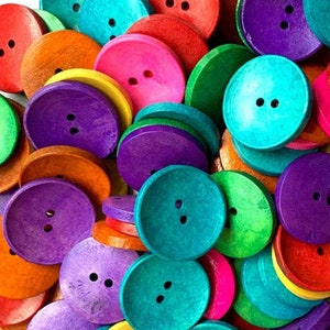 Assorted Wood Buttons Mixed Colors Wooden Craft 30mm/1.2" Supply Bulk Lot 20 pc Set