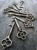 Large Skeleton Keys Assorted Mix 8 Keys Antiqued Bronze Rustic pendants steampunk vintage old style bulk lot wedding size 2.4 - 3.25 inches 