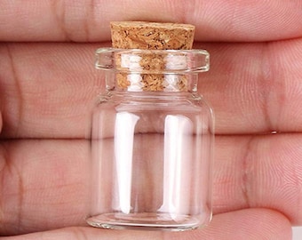 Glass Bottle Clear Small Container Jar Wishing Cylinder with Cork 1.2" Potion Holder Holds 5ml Apothecary Vial 1 bottle