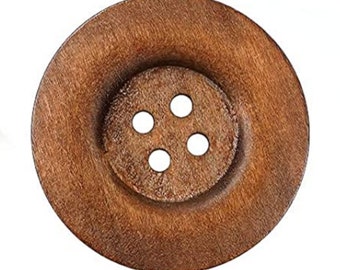 1 gros bouton en bois Grand 60mm 2,4 pouces Craft Supply Rustique Bois Marron vintage Look 4 trous