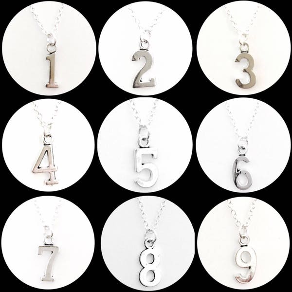 Number Necklace, Number Pendant, Silver Number Necklace, Silver Number Pendant, Number Necklaces, Number Jewelry, Age Necklace, Necklaces