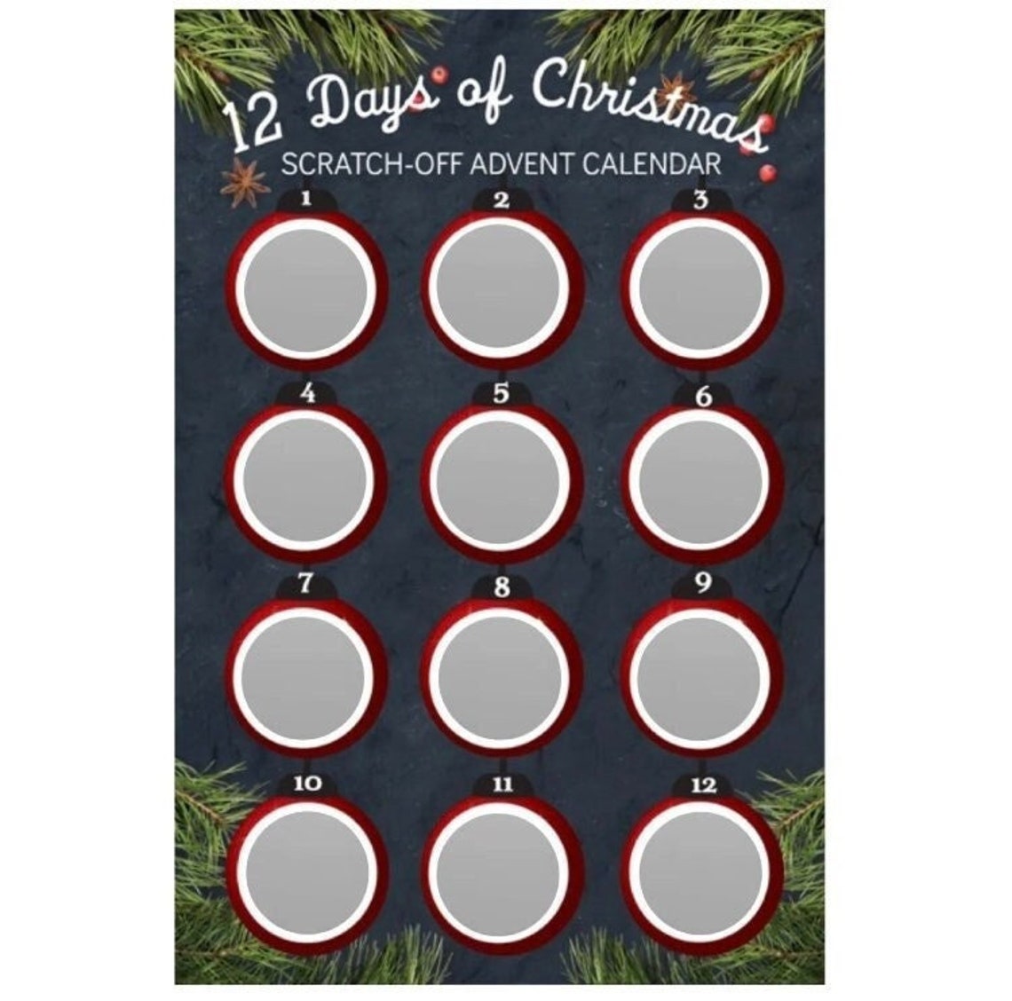 DIY Advent Calendar, Scratch off Advent Calendar, Fill in Advent