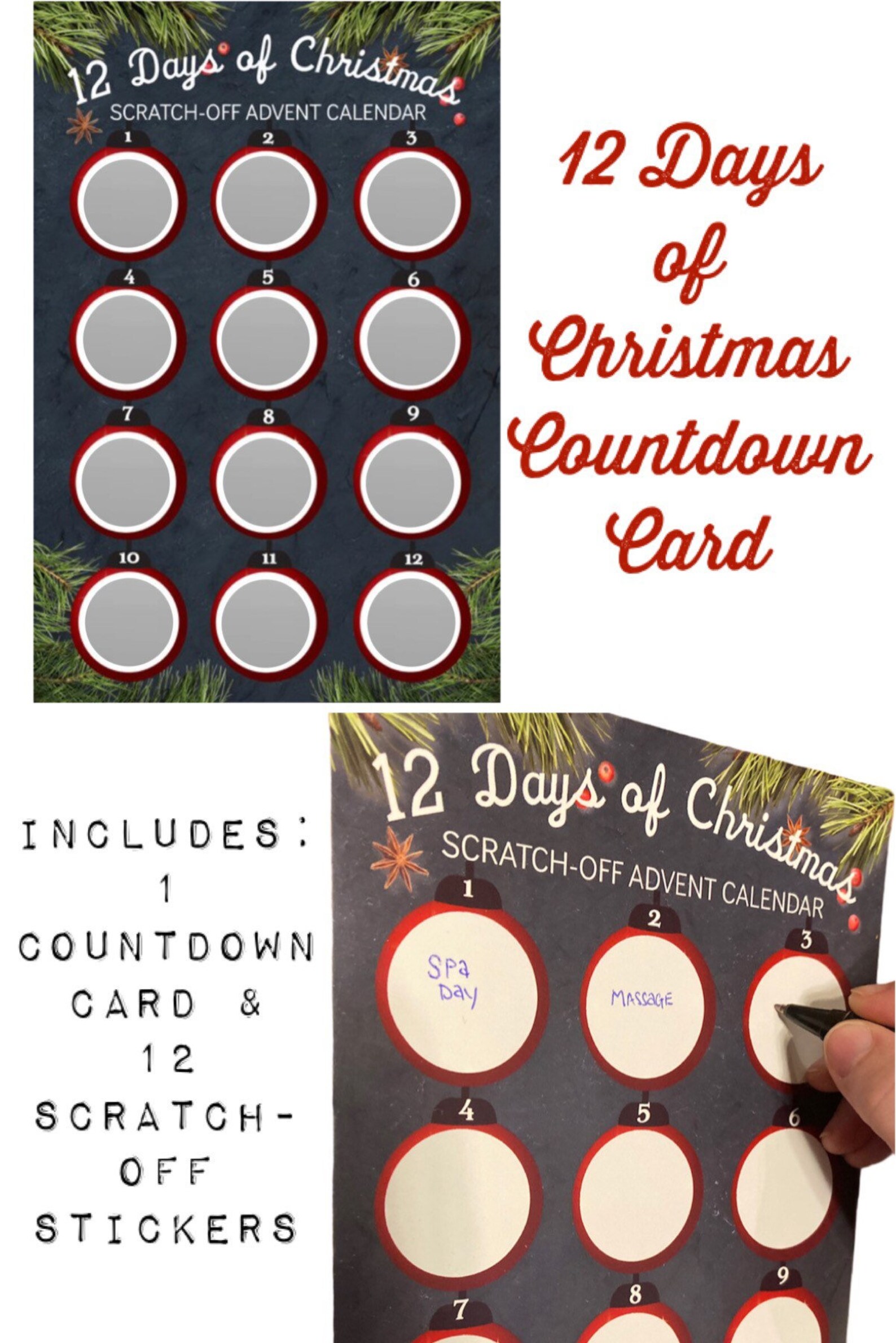 DIY Advent Calendar, Scratch off Advent Calendar, Fill in Advent