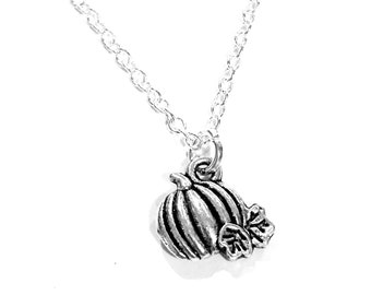 Dainty Silver Pumpkin Necklace: Sterling Silver Plated Fall Charm