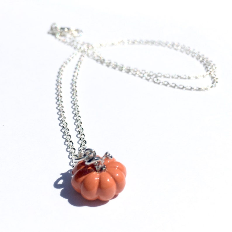 Orange Pumpkin Necklace, Small Pumpkin Necklace, Enamel Pumpkin Necklace, Cute Pumpkin Necklace, Halloween Necklace, Pumpkin Necklace image 7