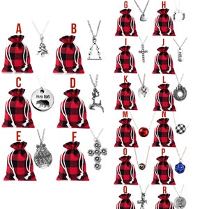 Christmas Pendant Necklace: Silver Tree, Reindeer, Cross, & More