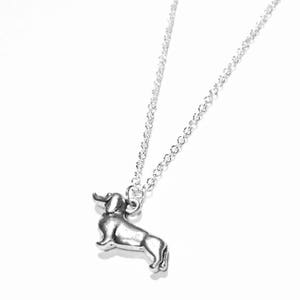 Silver Dachshund Necklace • Wiener Dog Pendant Jewelry • Cute Sausage Dog Necklace • Pet Lover Gift • Doxie Dog Jewelry for Her