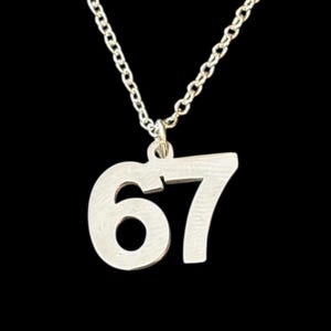 Six Seven Necklace Silver 67 Charm Pendant Necklace 6-7 Jewelry Silver 18” Rolo Chain 6/7 Meme Necklace