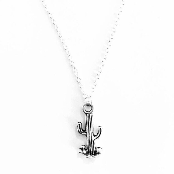 Sterling Silver Cactus Charm Necklace Silver Cactus Necklace Arizona Necklace Cacti Necklace Cactus Necklace Western Cactus Necklace