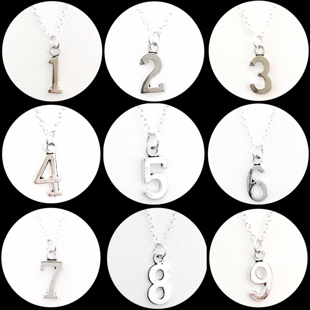 Number Necklace Number Pendant Silver Number Necklace Etsy