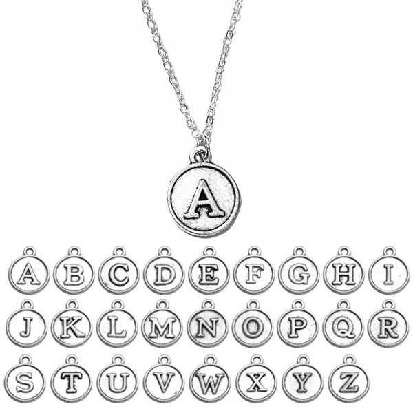Initial Necklace, Letter Necklace, Initial Pendant, Silver Initial Necklace, Silver Letter Necklace, Initial Necklaces, Initial Pendants